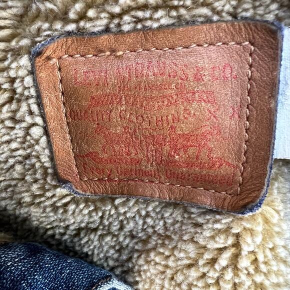 Levi's XX Jacket Women's M Blue Sherpa Lined Denim Jacket Band Collar Vintage - Picture 6 of 11